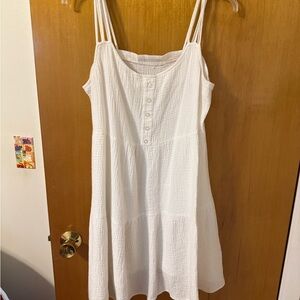 White Sleeveless Button-Front Dress